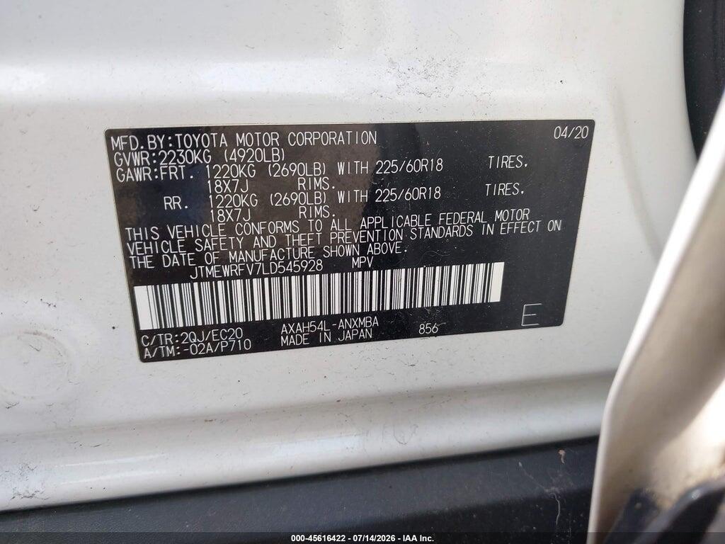 JTMEWRFV7LD545928 2020 TOYOTA RAV4 HYBRID photo no. 9
