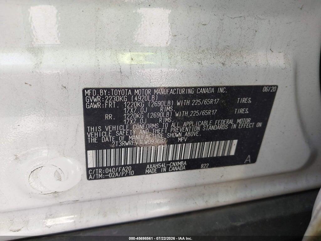 2T3RWRFV1LW093687 2020 TOYOTA RAV4 HYBRID photo no. 9