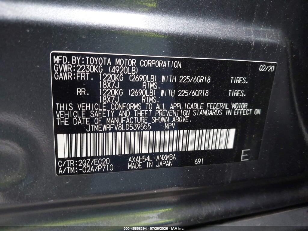 JTMEWRFV8LD539555 2020 TOYOTA RAV4 HYBRID photo no. 9