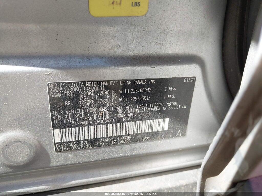 2T3MWRFV1LW068430 2020 TOYOTA RAV4 HYBRID photo no. 9