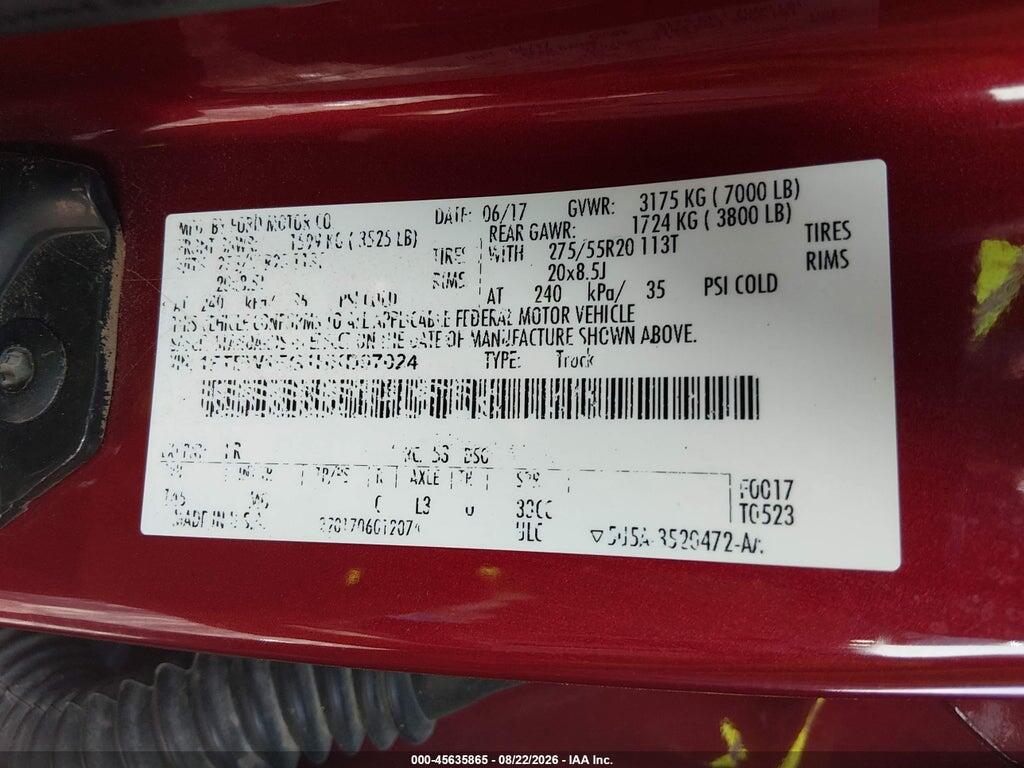 1FTEW1EG1HKD97024 2017 FORD F-150 photo no. 9