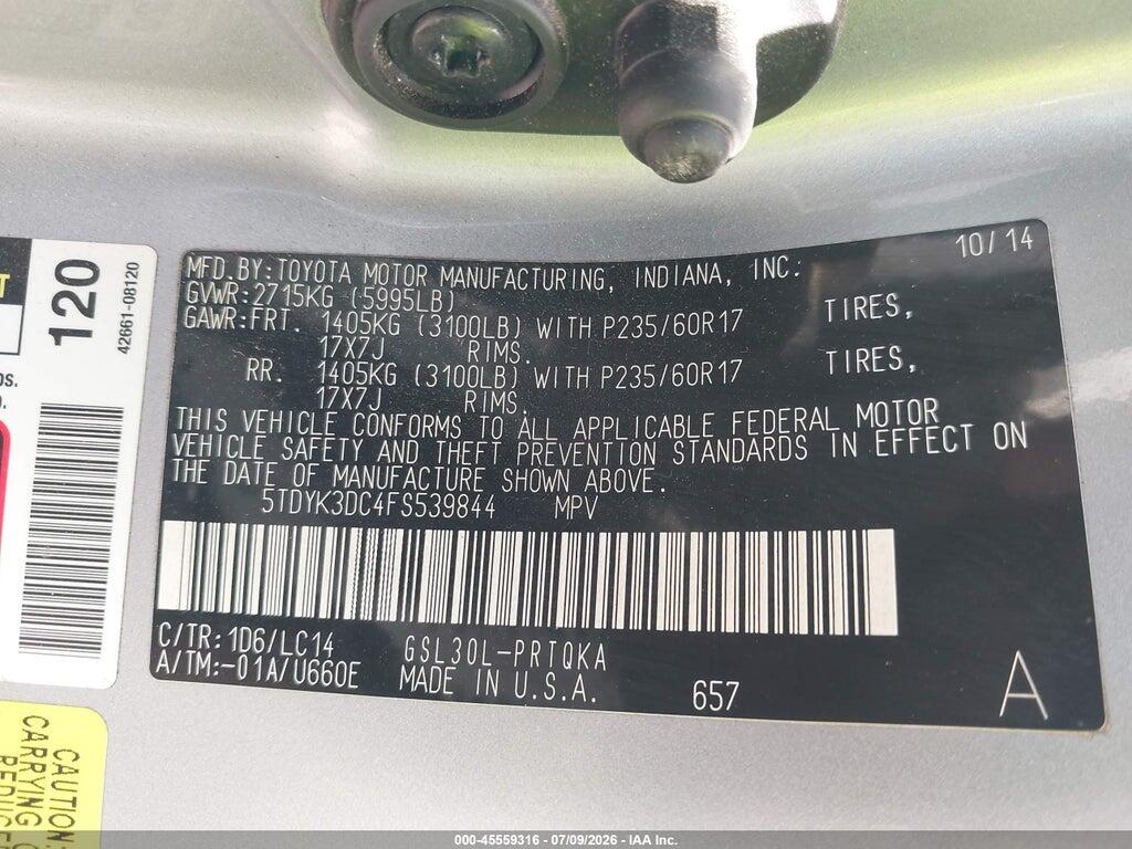 5TDYK3DC4FS539844 2015 TOYOTA SIENNA photo no. 9