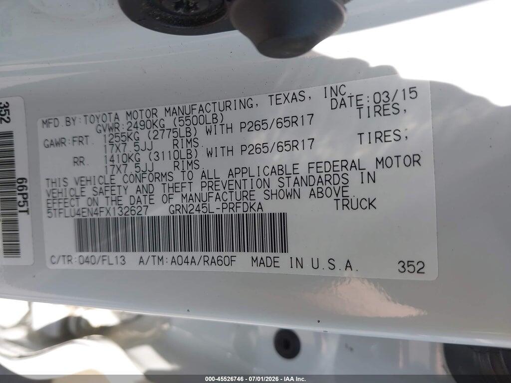 5TFLU4EN4FX132627 2015 TOYOTA TACOMA photo no. 9