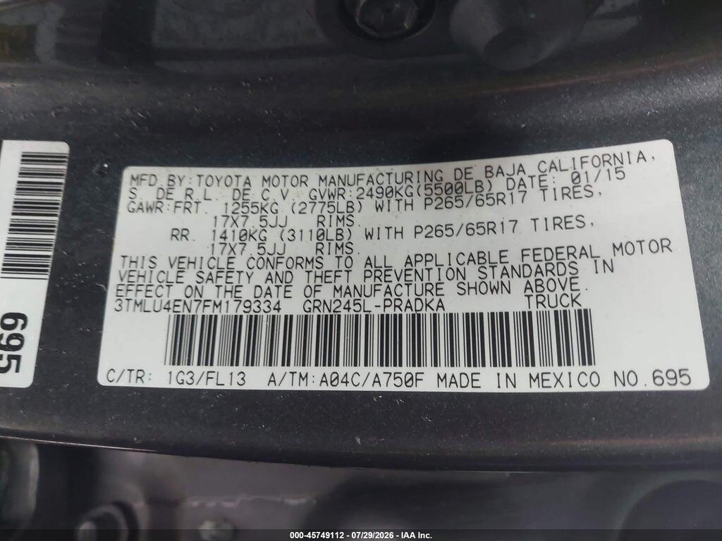 3TMLU4EN7FM179334 2015 TOYOTA TACOMA photo no. 9