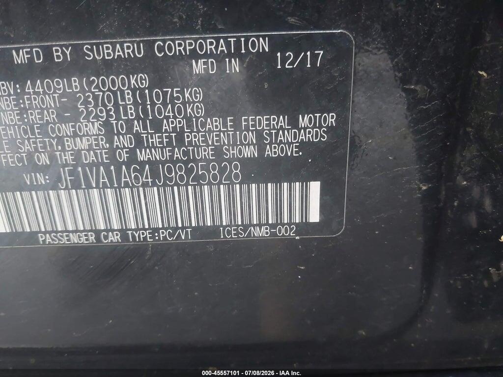JF1VA1A64J9825828 2018 SUBARU WRX photo no. 9