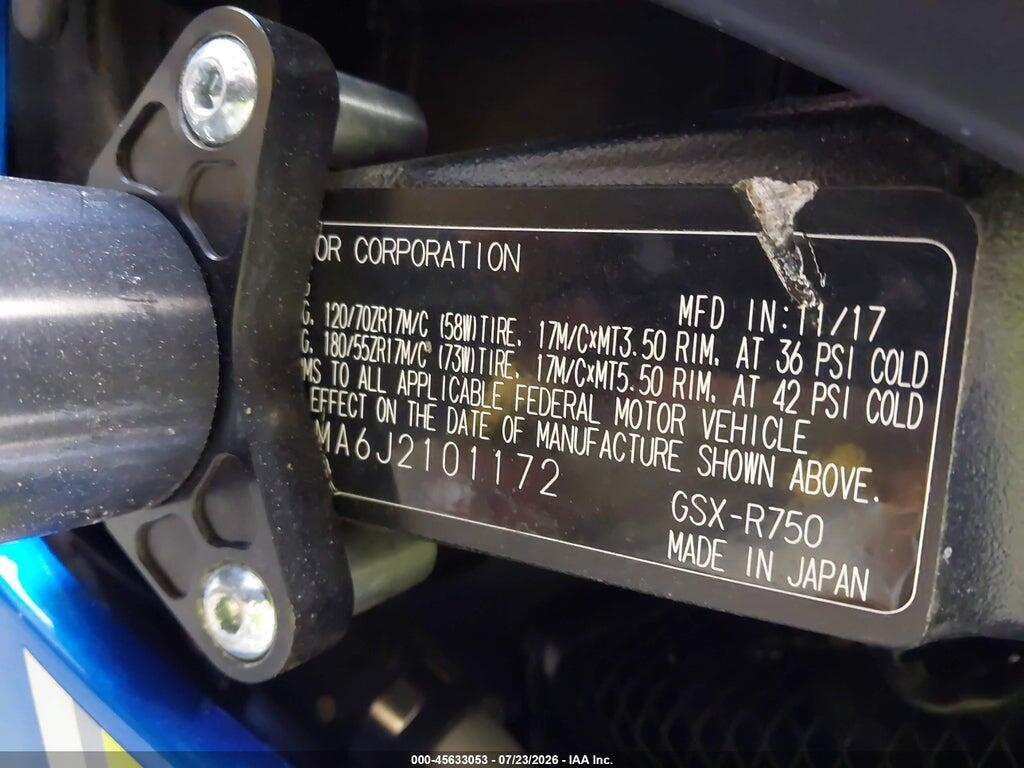 JS1GR7MA6J2101172 2018 SUZUKI GSX-R750 photo no. 10