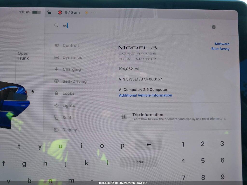 5YJ3E1EB7JF088157 2018 TESLA MODEL 3 photo no. 7
