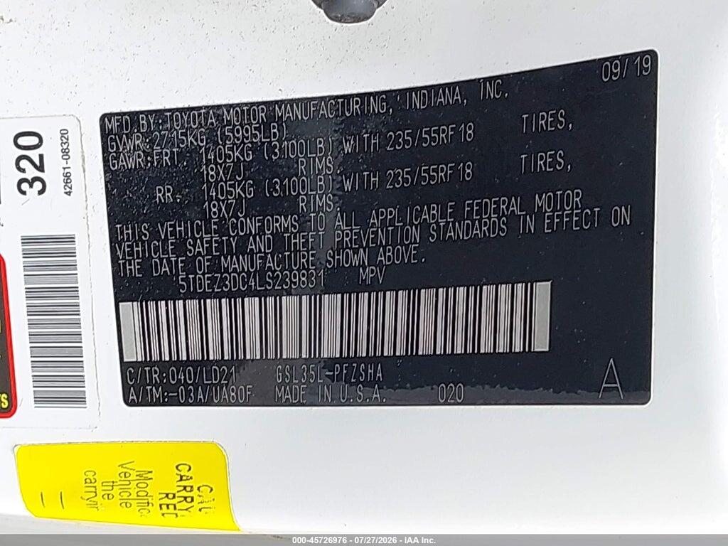 5TDEZ3DC4LS239831 2020 TOYOTA SIENNA photo no. 9