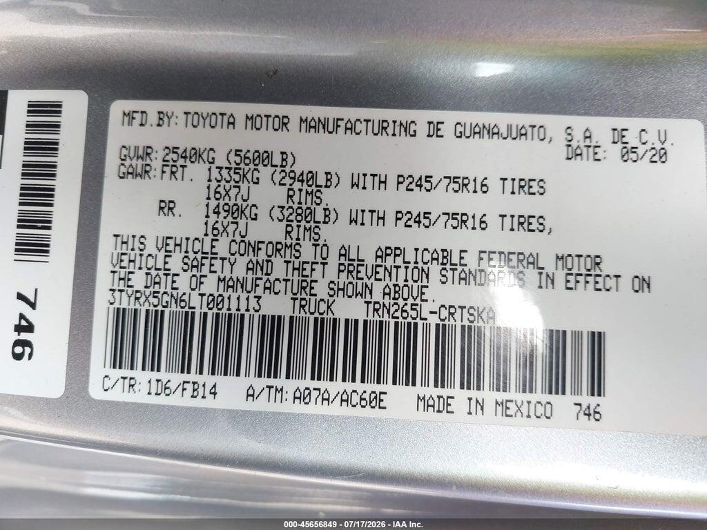 3TYRX5GN6LT001113 2020 TOYOTA TACOMA photo no. 9