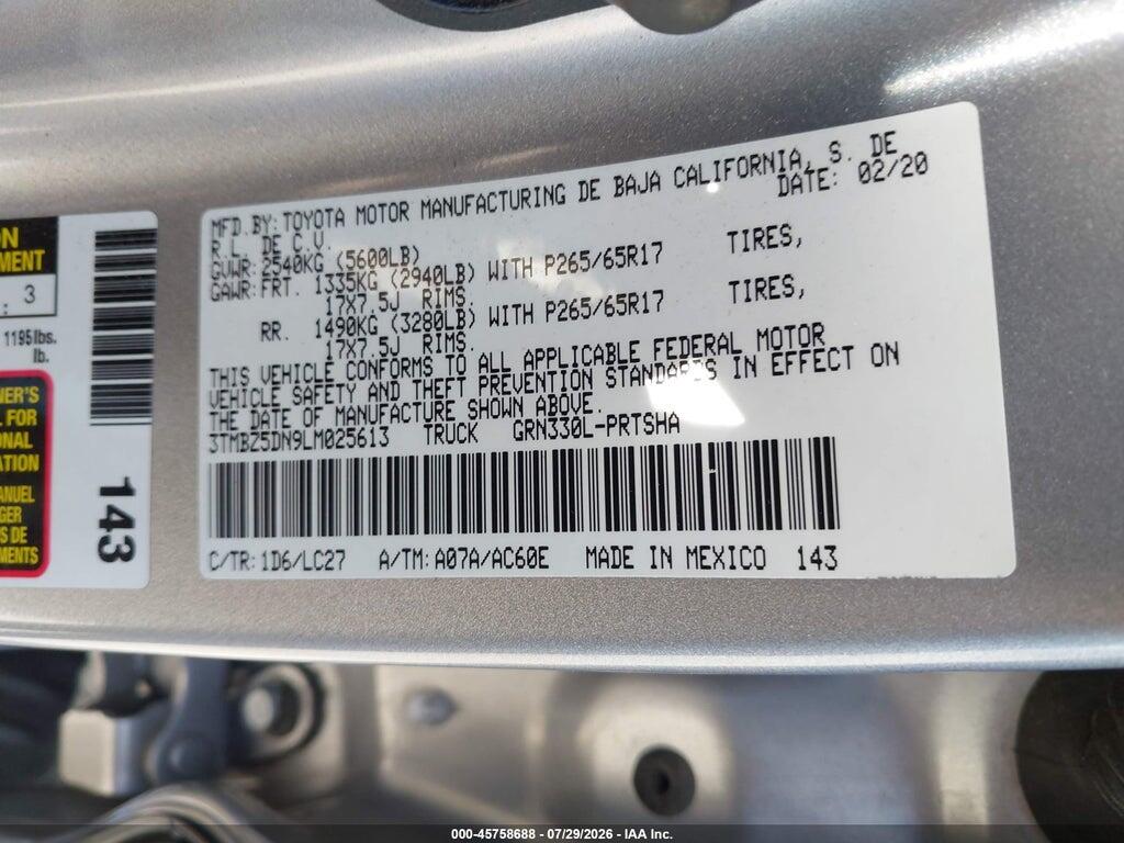3TMBZ5DN9LM025613 2020 TOYOTA TACOMA photo no. 9
