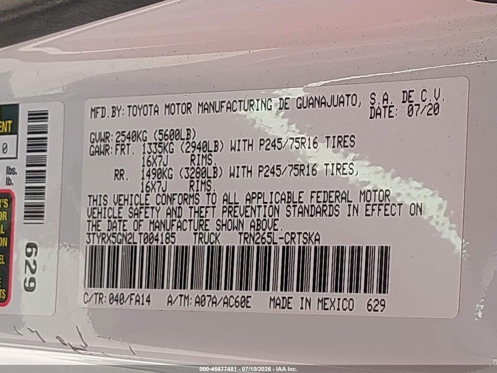 3TYRX5GN2LT004185 2020 TOYOTA TACOMA photo no. 9