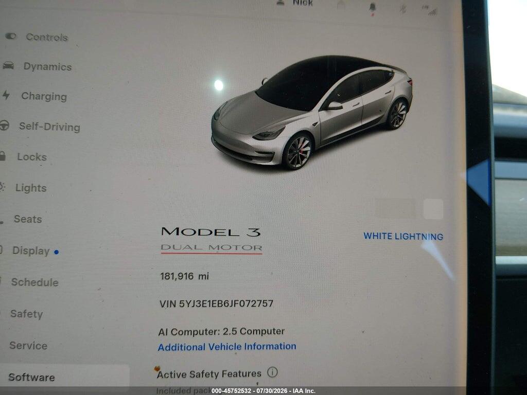 5YJ3E1EB6JF072757 2018 TESLA MODEL 3 photo no. 7