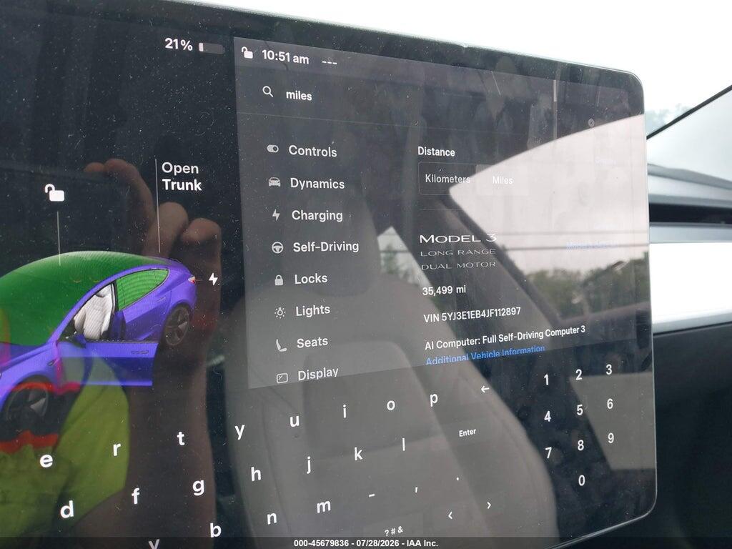 5YJ3E1EB4JF112897 2018 TESLA MODEL 3 photo no. 7