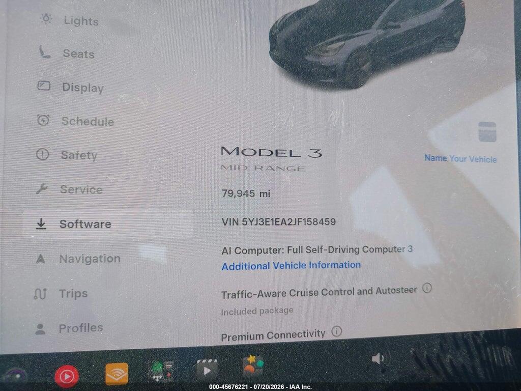 5YJ3E1EA2JF158459 2018 TESLA MODEL 3 photo no. 7