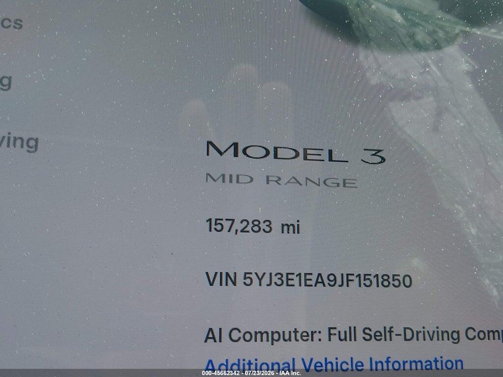 5YJ3E1EA9JF151850 2018 TESLA MODEL 3 photo no. 7