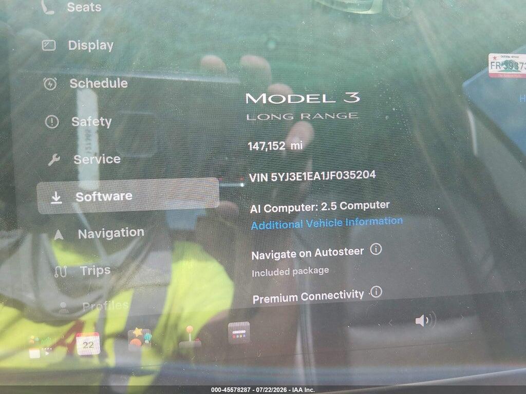5YJ3E1EA1JF035204 2018 TESLA MODEL 3 photo no. 7