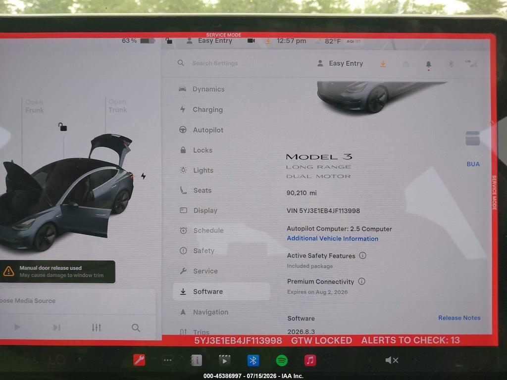 5YJ3E1EB4JF113998 2018 TESLA MODEL 3 photo no. 7