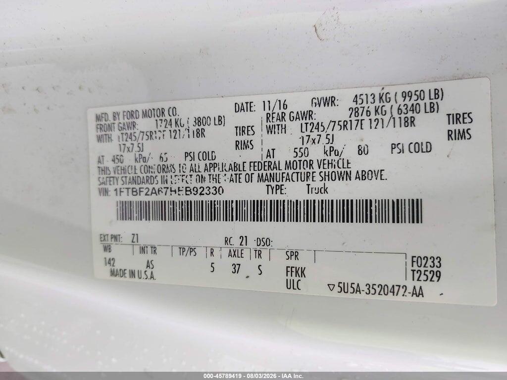1FTBF2A67HEB92330 2017 FORD F-250 photo no. 9
