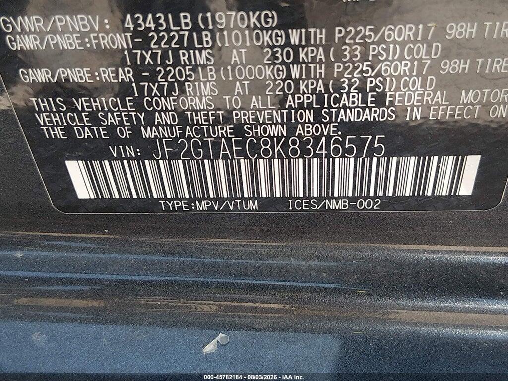 JF2GTAEC8K8346575 2019 SUBARU CROSSTREK photo no. 9