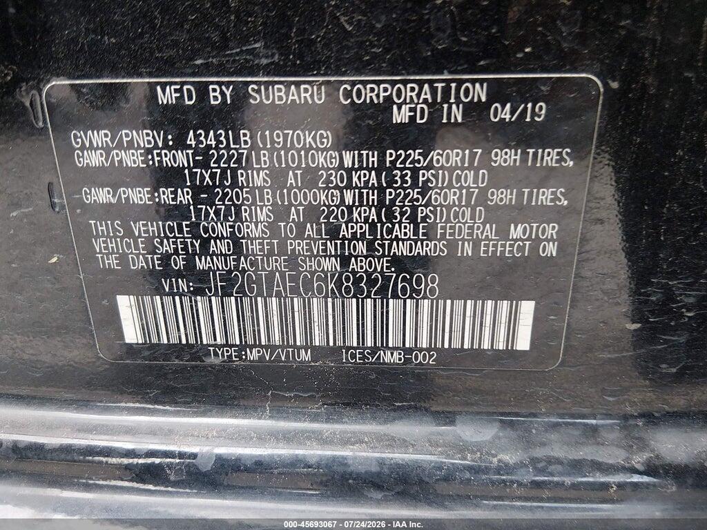 JF2GTAEC6K8327698 2019 SUBARU CROSSTREK photo no. 9