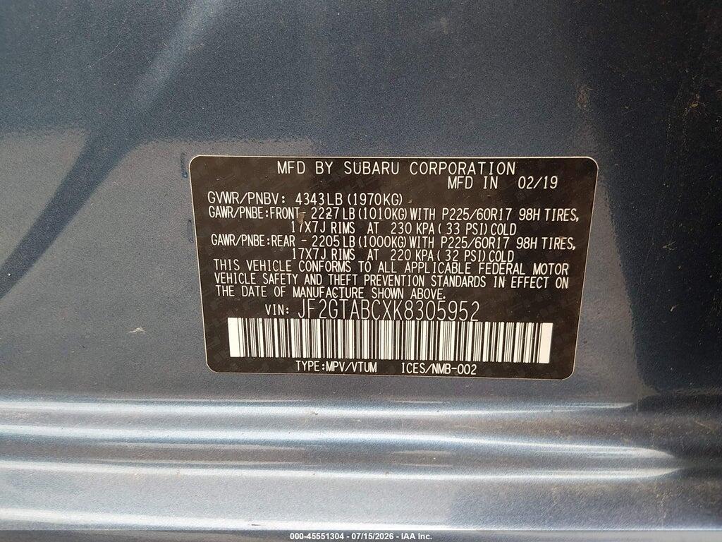 JF2GTABCXK8305952 2019 SUBARU CROSSTREK photo no. 9