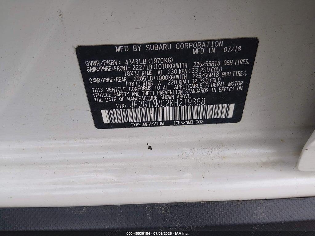 JF2GTAMC2KH219368 2019 SUBARU CROSSTREK photo no. 9