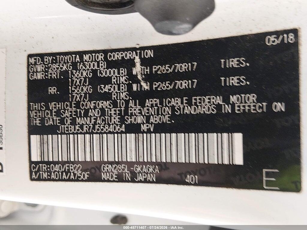 JTEBU5JR7J5584064 2018 TOYOTA 4RUNNER photo no. 9