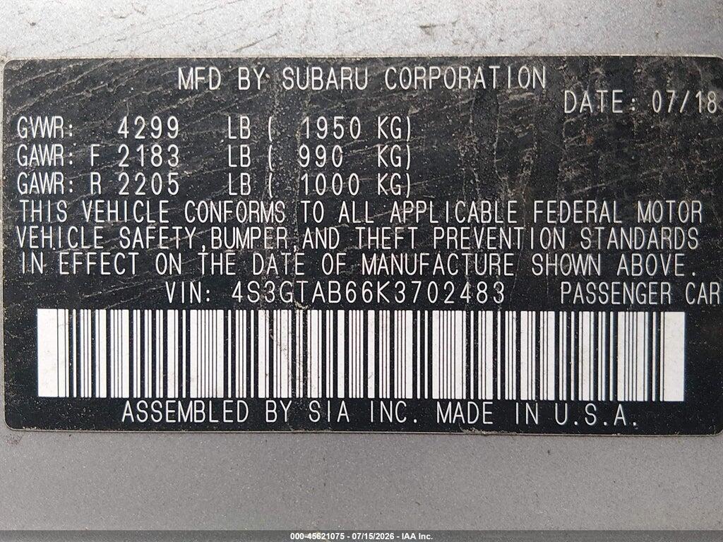 4S3GTAB66K3702483 2019 SUBARU IMPREZA photo no. 9