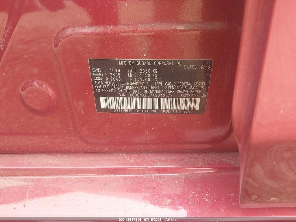 4S3BNAF67K3040377 2019 SUBARU LEGACY photo no. 9