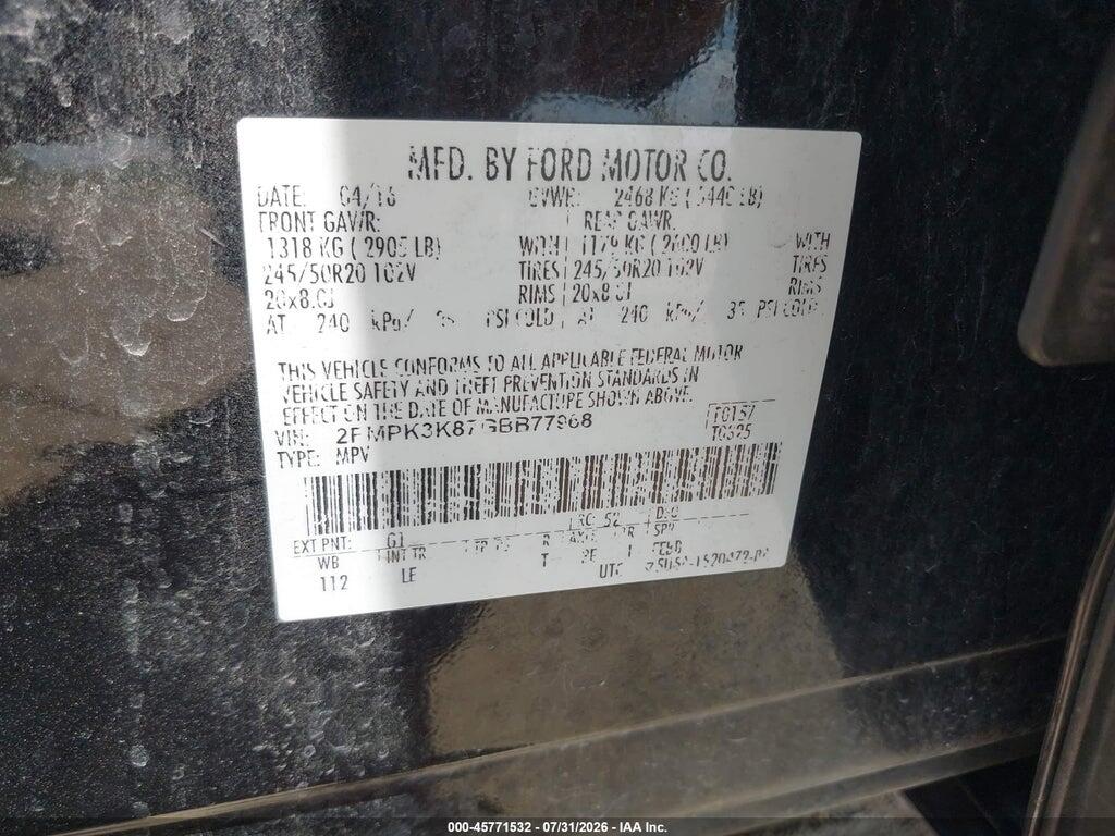 2FMPK3K87GBB77968 2016 FORD EDGE photo no. 9