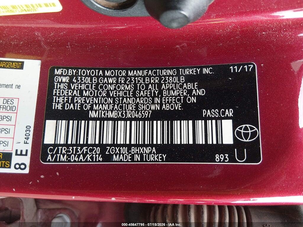 NMTKHMBX3JR046597 2018 TOYOTA C-HR photo no. 9