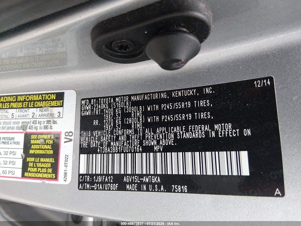 4T3BA3BB1FU070164 2015 TOYOTA VENZA photo no. 9