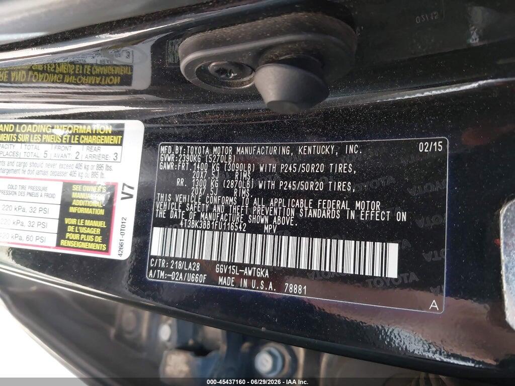 4T3BK3BB1FU116542 2015 TOYOTA VENZA photo no. 9