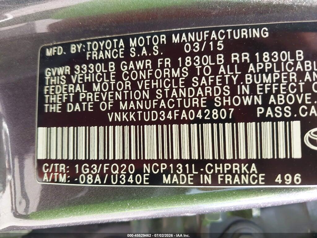 VNKKTUD34FA042807 2015 TOYOTA YARIS photo no. 9