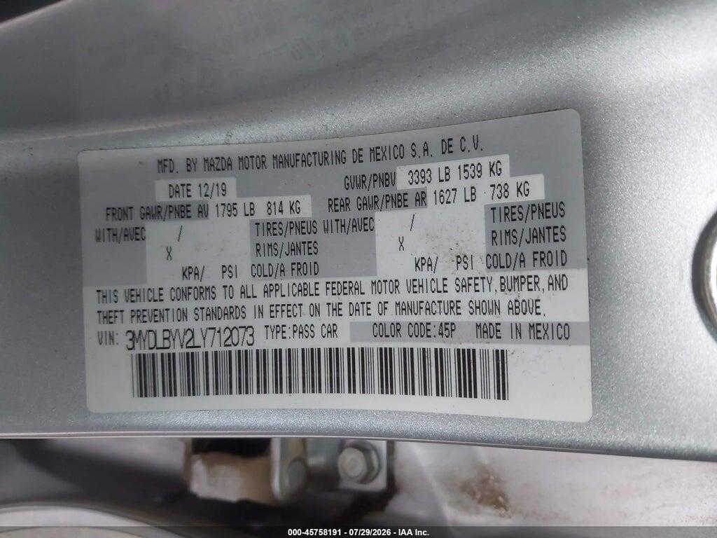 3MYDLBYV2LY712073 2020 TOYOTA YARIS photo no. 9