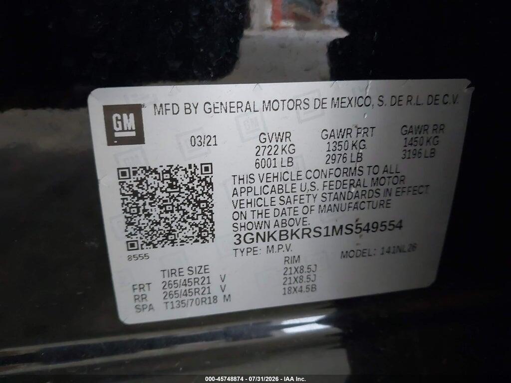 3GNKBKRS1MS549554 2021 CHEVROLET BLAZER photo no. 9