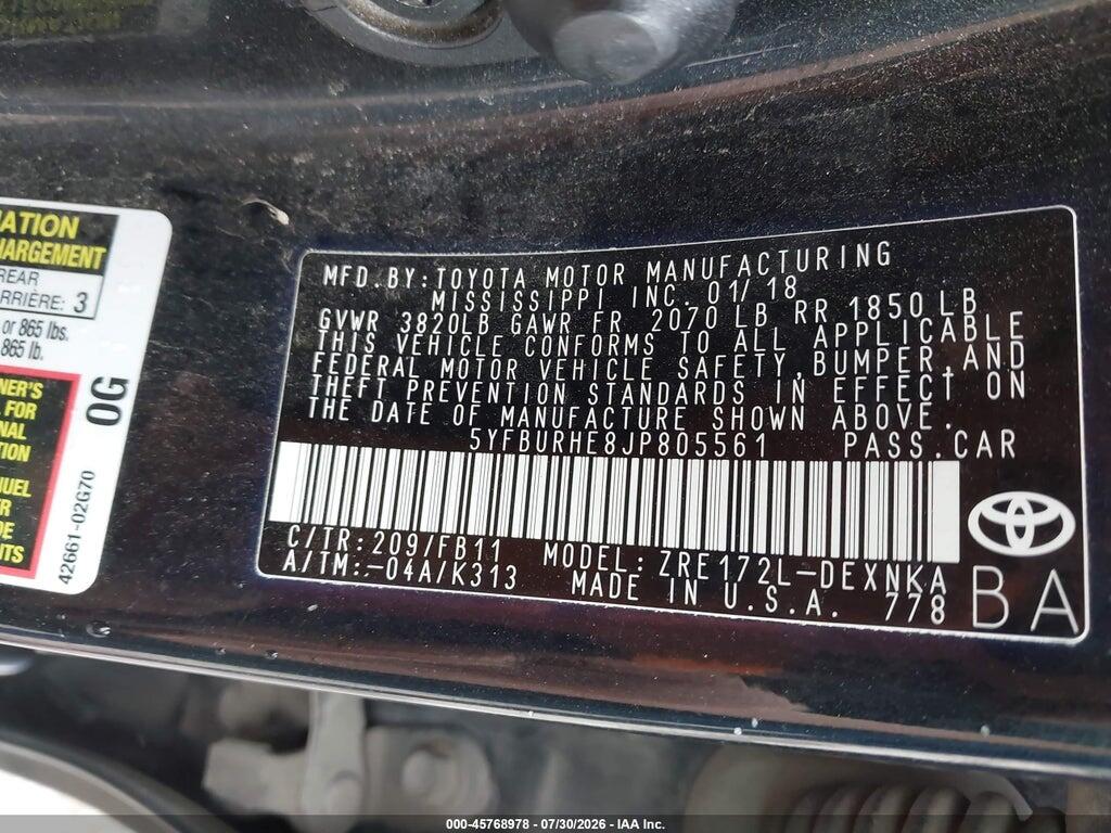 5YFBURHE8JP805561 2018 TOYOTA COROLLA photo no. 9