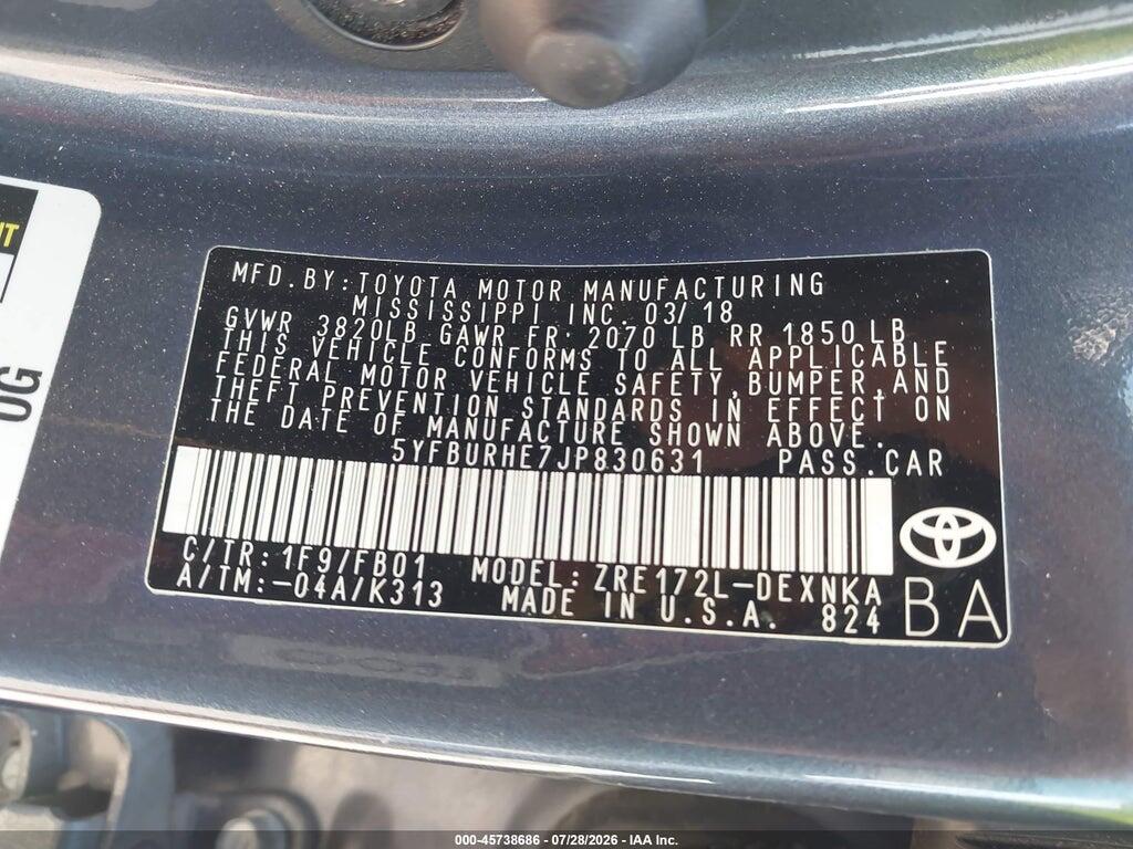 5YFBURHE7JP830631 2018 TOYOTA COROLLA photo no. 9