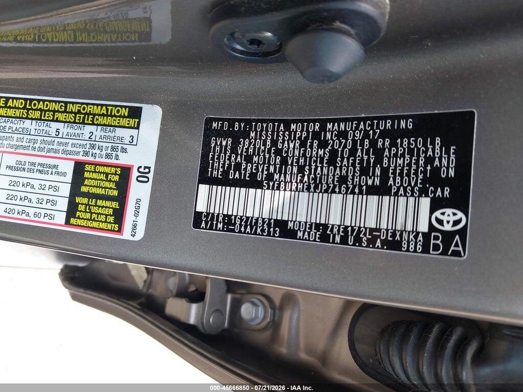 5YFBURHEXJP746741 2018 TOYOTA COROLLA photo no. 9