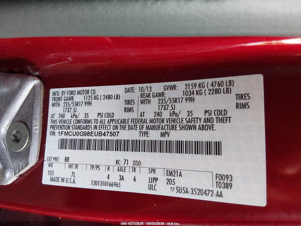 1FMCU0G98EUB47507 2014 FORD ESCAPE photo no. 9