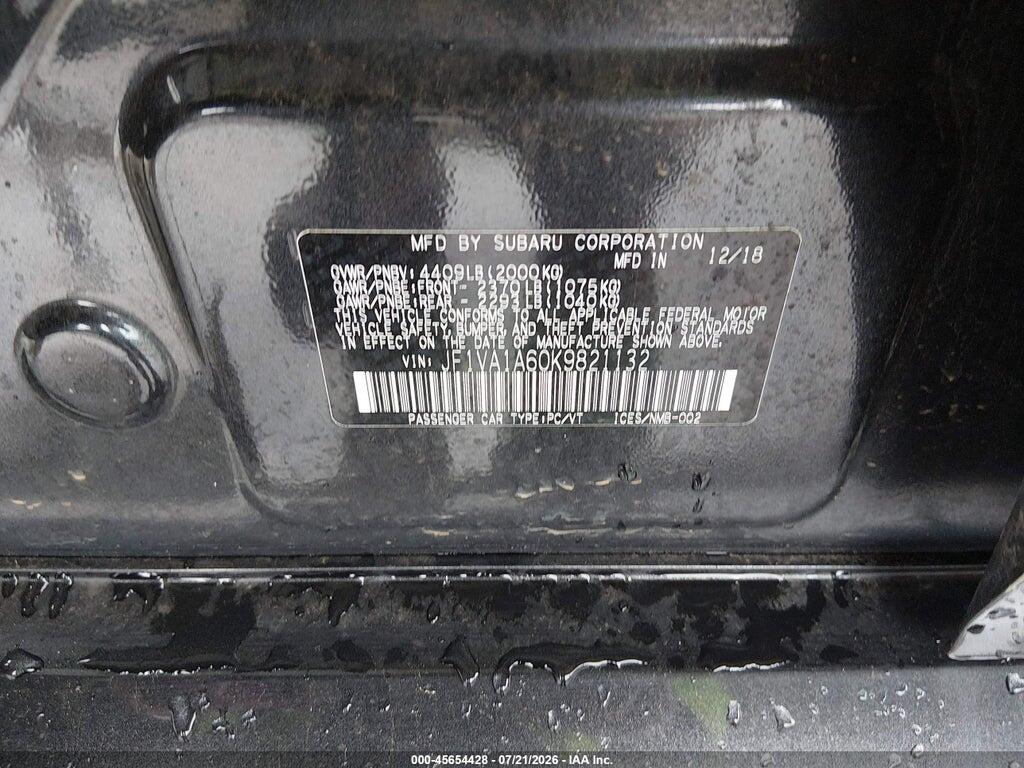 JF1VA1A60K9821132 2019 SUBARU WRX photo no. 9