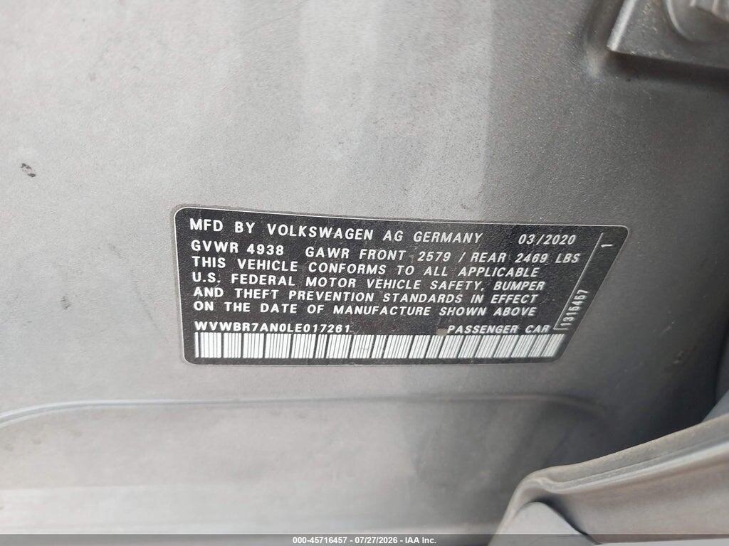 WVWBR7AN0LE017261 2020 VOLKSWAGEN ARTEON photo no. 9