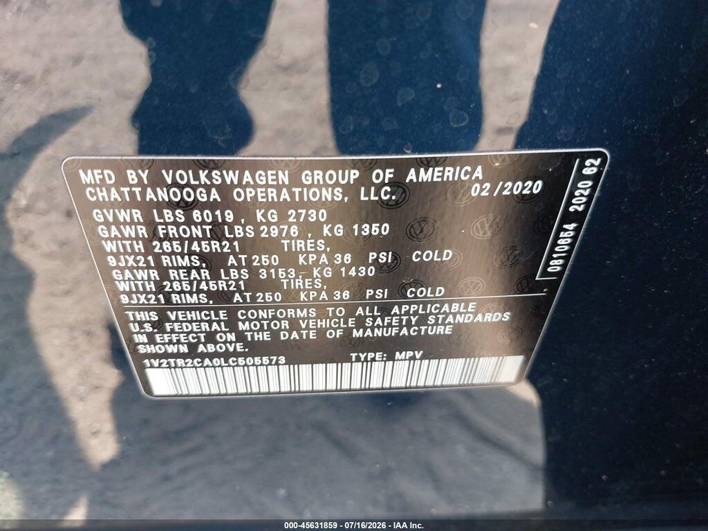 1V2TR2CA0LC505573 2020 VOLKSWAGEN ATLAS photo no. 9