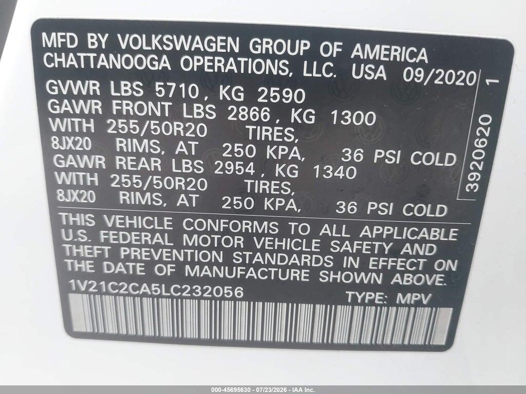 1V21C2CA5LC232056 2020 VOLKSWAGEN ATLAS CROSS SPORT photo no. 9