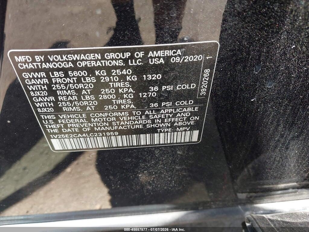 1V25E2CA4LC231959 2020 VOLKSWAGEN ATLAS CROSS SPORT photo no. 9