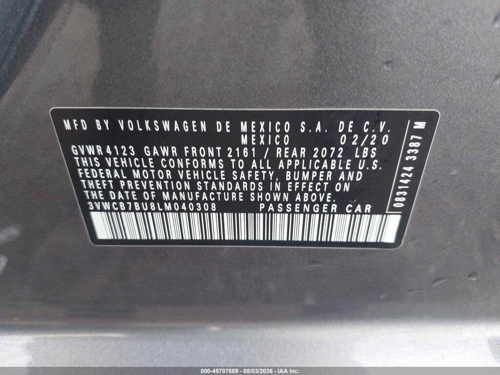 3VWCB7BU8LM040308 2020 VOLKSWAGEN JETTA photo no. 9