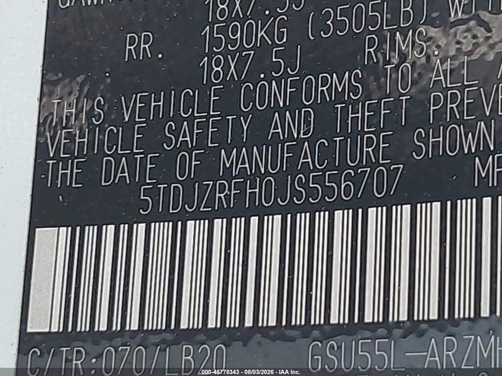 5TDJZRFH0JS556707 2018 TOYOTA HIGHLANDER photo no. 9
