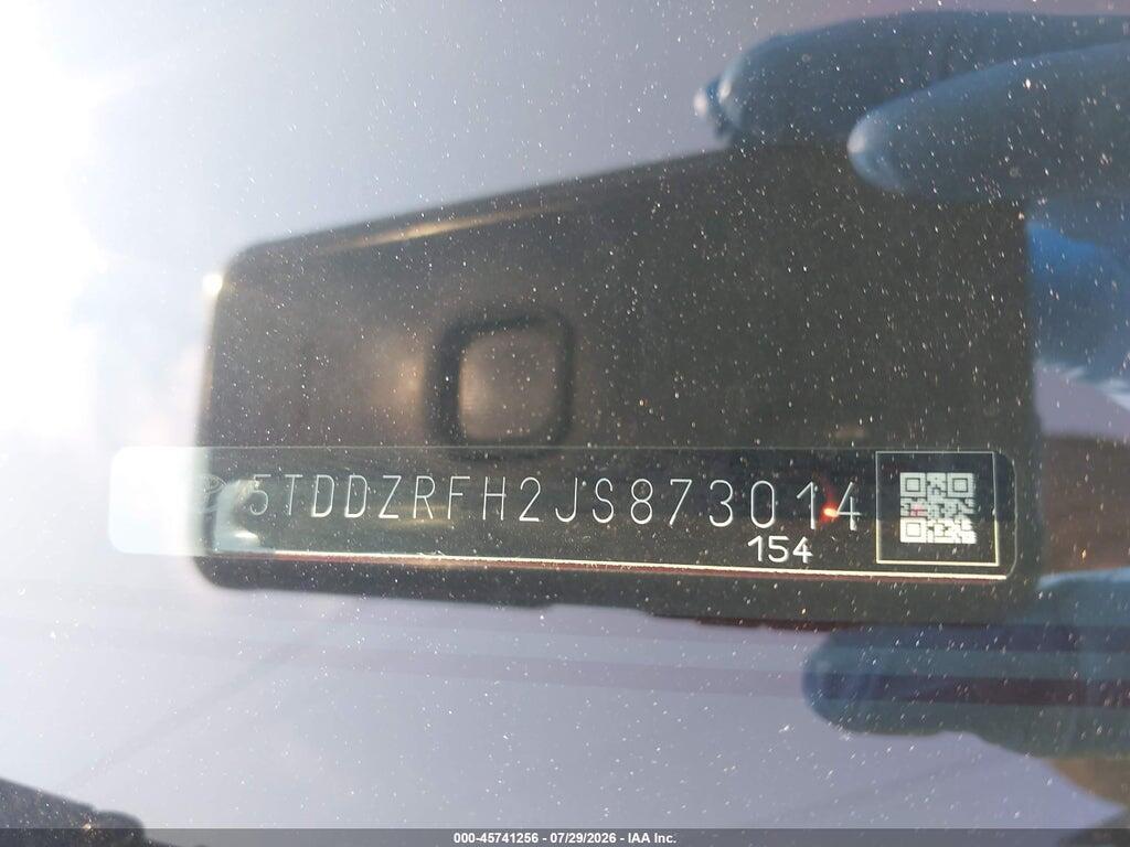 5TDDZRFH2JS873014 2018 TOYOTA HIGHLANDER photo no. 9