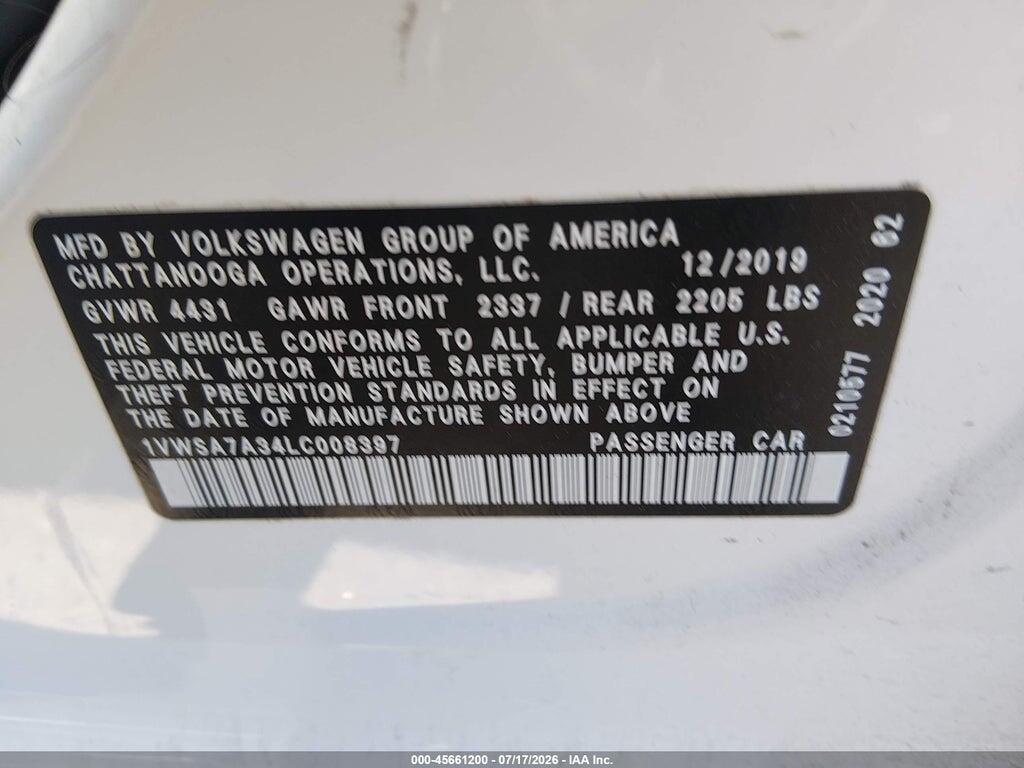 1VWSA7A34LC008397 2020 VOLKSWAGEN PASSAT photo no. 9
