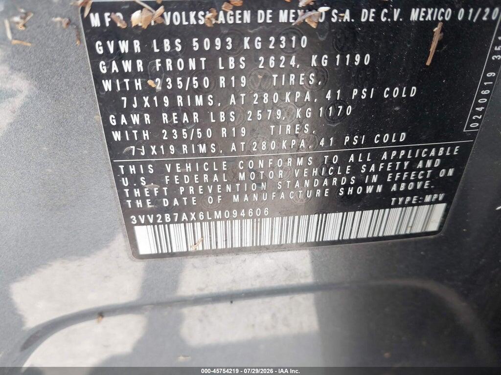 3VV2B7AX6LM094606 2020 VOLKSWAGEN TIGUAN photo no. 9